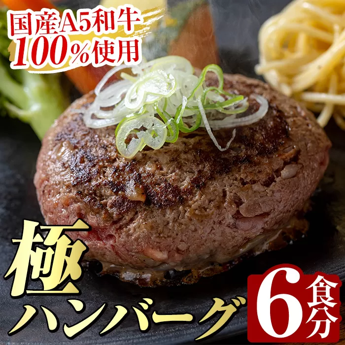 a940 生食感ハンバーグ！やまさきの焼肉A5ランク極ハンバーグ150g×6袋(合計900g)【やまさき】国産 肉 牛 牛肉 総菜 冷凍ハンバーグ おかず 簡単 冷凍 個包装 小分け 一人暮らし 牛100%