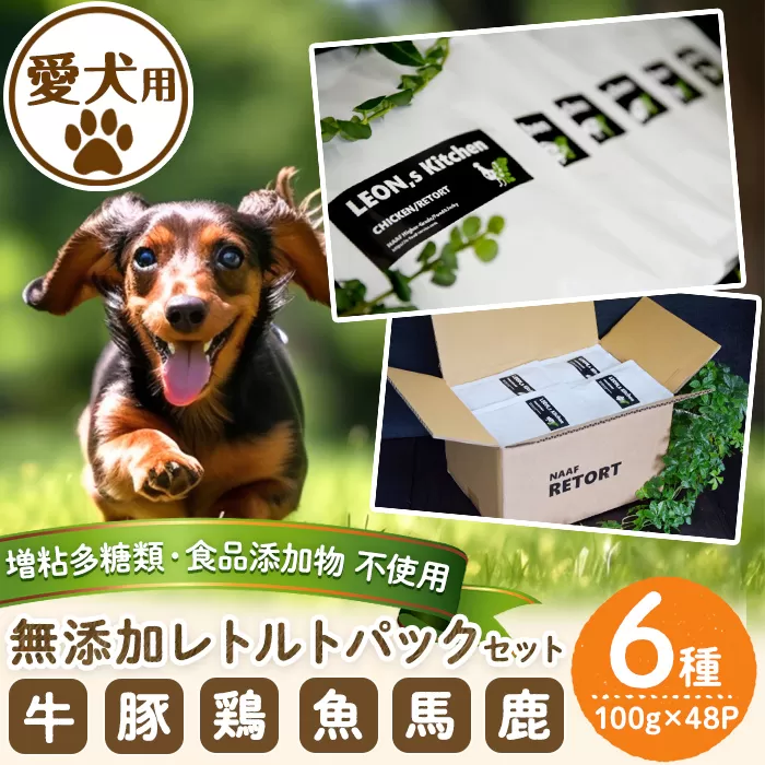 a960 ＜増粘多糖類・食品添加物不使用＞愛犬用無添加レトルトパックセット6種(100g×48パック)【Nフードサービス】鹿児島県産 ペットフード 動物 犬 ドッグ 餌 エサ おやつ ごはん ご飯 間食 ご褒美