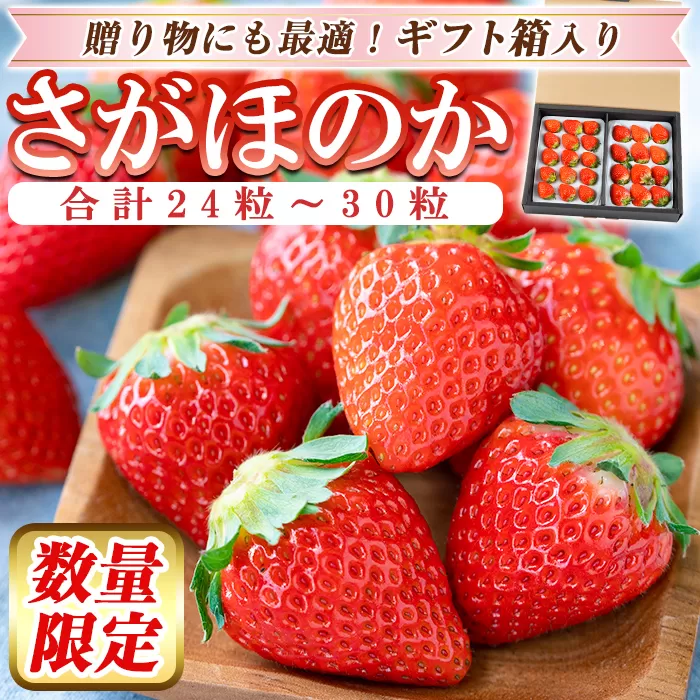 a881-02 【土日祝着】＜先行予約受付中！2025年2月上旬～3月下旬に発送予定＞ いちご・さがほのか(合計24粒〜30粒)【佳農園】