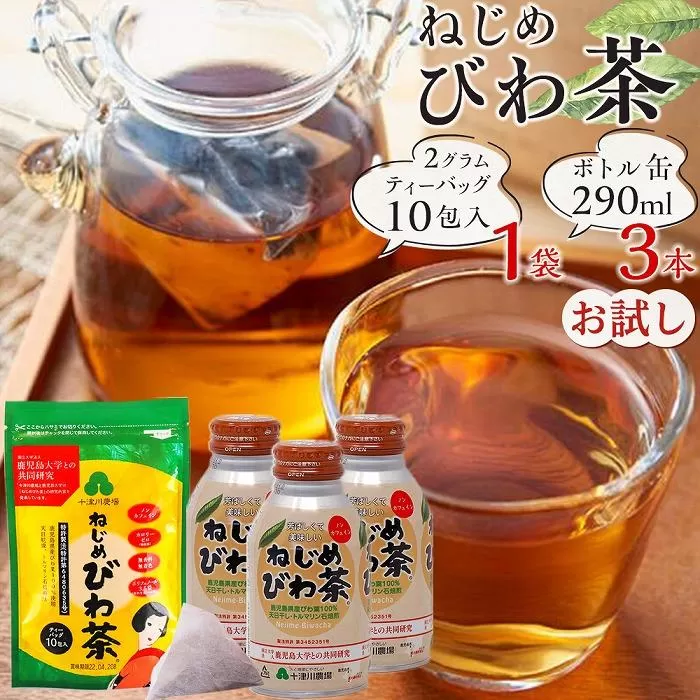 ねじめびわ茶10包入　ねじめびわ茶ボトル缶3本　お試し