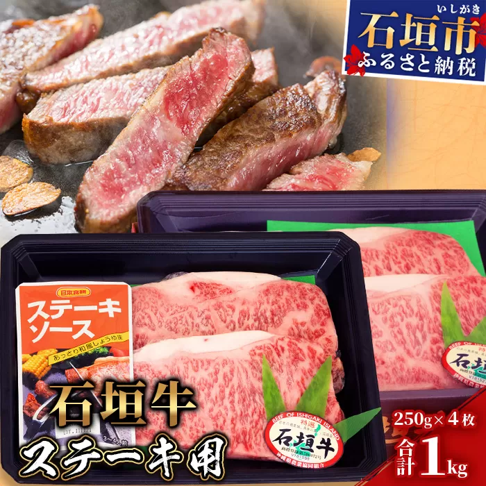 【産地直送】石垣牛 ステーキ用(250g×4枚)【合計1kg】ステーキソース付【日本最南端の黒毛和牛】KB-29